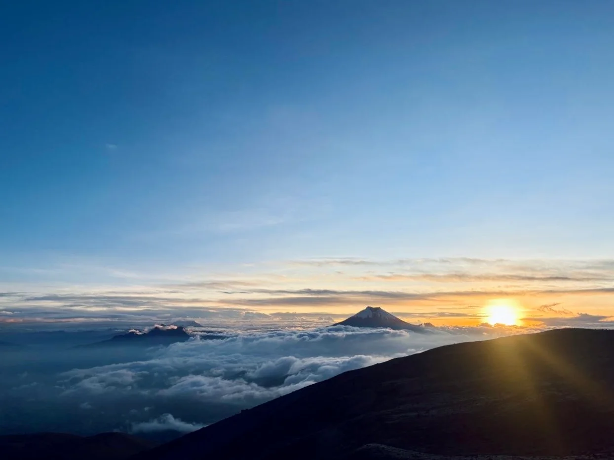 Cotopaxi volcano seen from Iliniza Norte at sunrise, Ecuador
